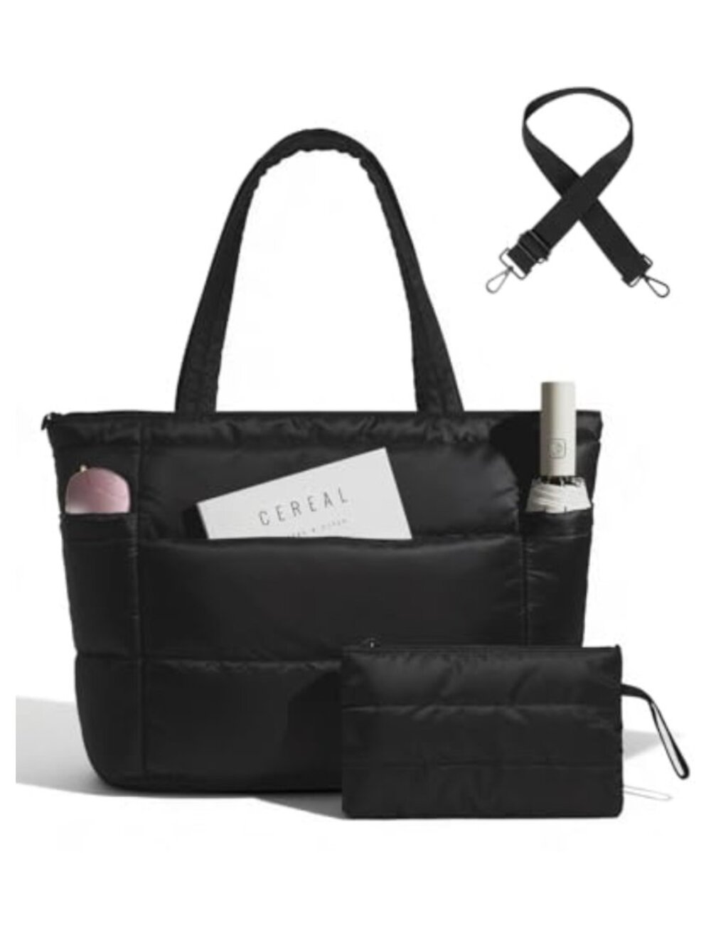 Quilted Puffer Tote Bag Lightweight Laptop Work Purse Travel Shoulder Bag